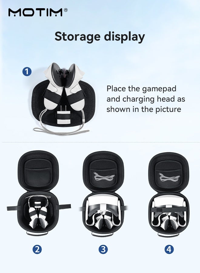 Motim Hard Carrying Case for Meta Quest 3/3S/2 VR, Portable Hard Shell Travel Case for Gaming Headset and Touch Controllers, Compact Design - Image 4